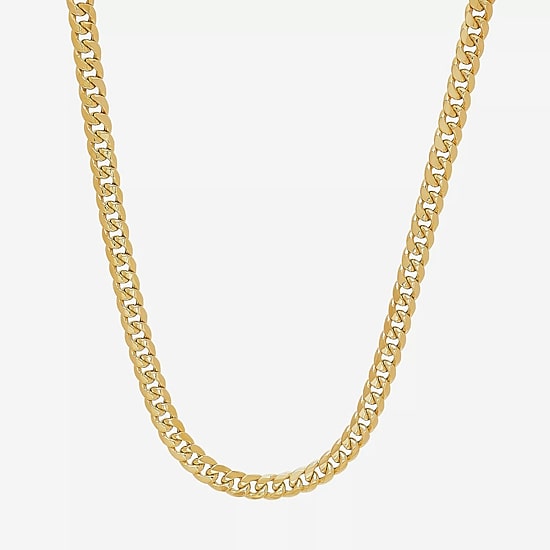 Made in Italy Mens 10K White Gold 14K White Gold 22 Inch Curb Chain Necklace