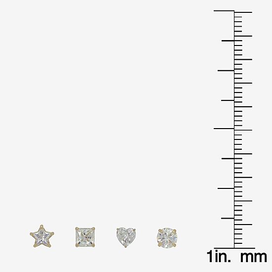 10K Gold 4 Pair Earring Set