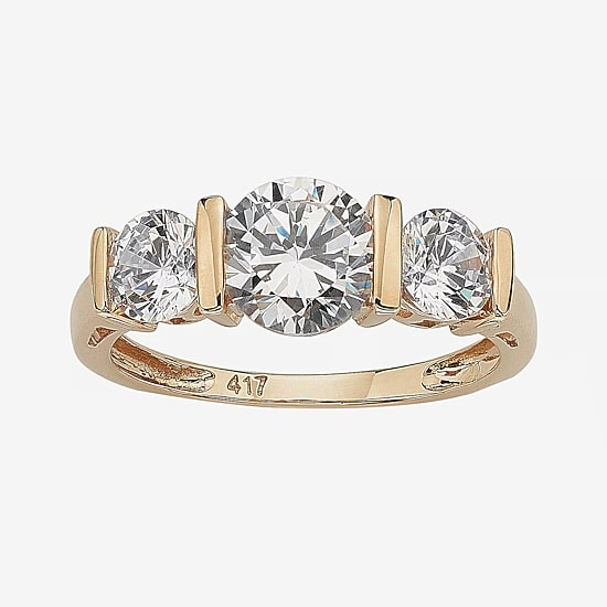 DiamonArt® Womens 2 1/2 CT. T.W. White Cubic Zirconia 10K Gold Engagement Ring