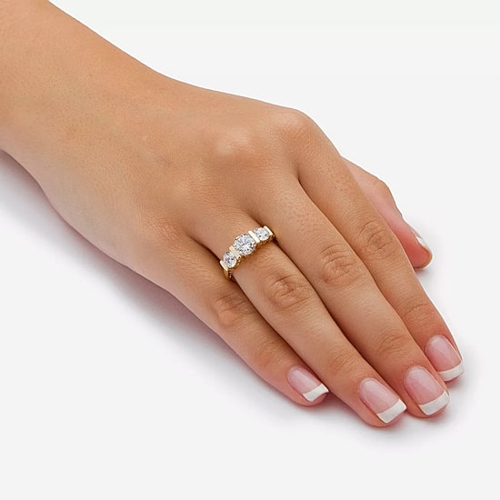 DiamonArt® Womens 2 1/2 CT. T.W. White Cubic Zirconia 10K Gold Engagement Ring
