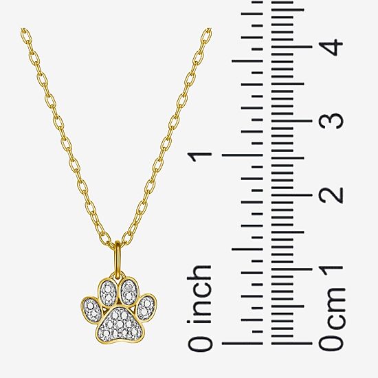 Sparkle Allure Paw Womens White Diamond Accent Pure Silver Over Bronze 18 Inch Pendant Necklace