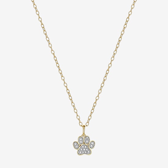 Sparkle Allure Paw Womens White Diamond Accent Pure Silver Over Bronze 18 Inch Pendant Necklace