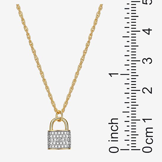 Sparkle Allure Padlock Womens White Diamond Accent Pure Silver Over Bronze 18 Inch Pendant Necklace