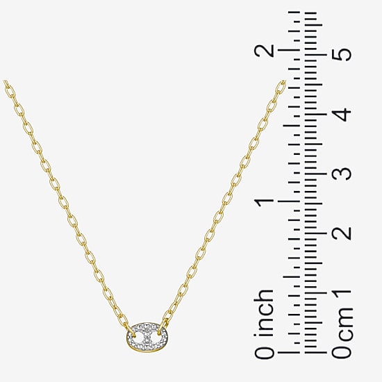 Sparkle Allure Womens White Diamond Accent Pure Silver Over Bronze Oval 18 Inch Pendant Necklace