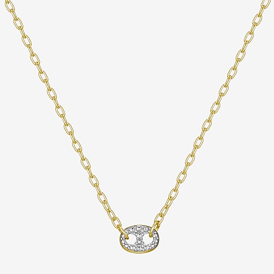 Sparkle Allure Womens White Diamond Accent Pure Silver Over Bronze Oval 18 Inch Pendant Necklace