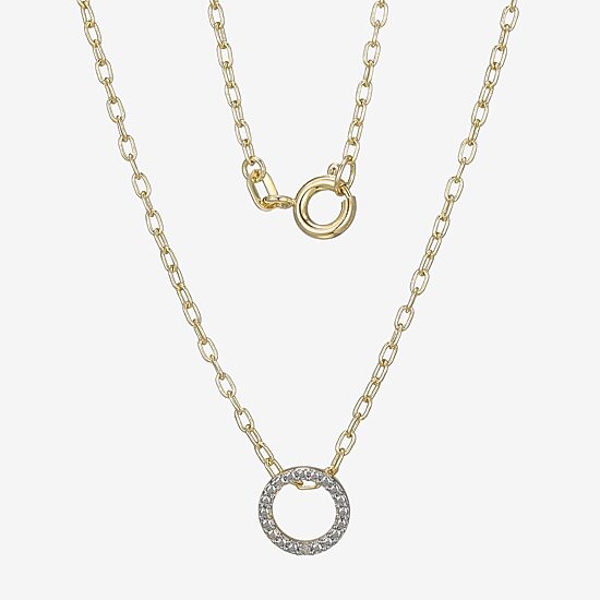 Sparkle Allure Womens White Diamond Accent Pure Silver Over Bronze Round 18 Inch Pendant Necklace