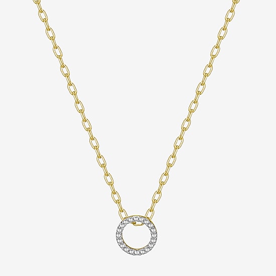 Sparkle Allure Womens White Diamond Accent Pure Silver Over Bronze Round 18 Inch Pendant Necklace