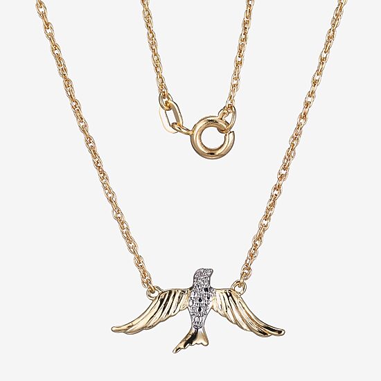 Sparkle Allure Bird Womens White Diamond Accent Pure Silver Over Bronze 18 Inch Pendant Necklace