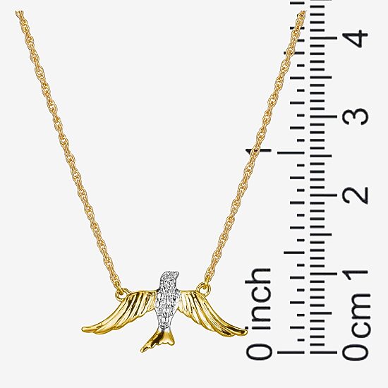 Sparkle Allure Bird Womens White Diamond Accent Pure Silver Over Bronze 18 Inch Pendant Necklace