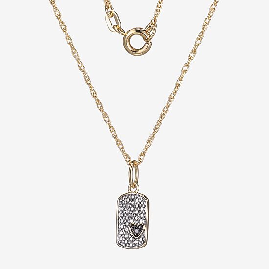Sparkle Allure Womens White Diamond Accent Pure Silver Over Bronze Dog Tag 18 Inch Pendant Necklace