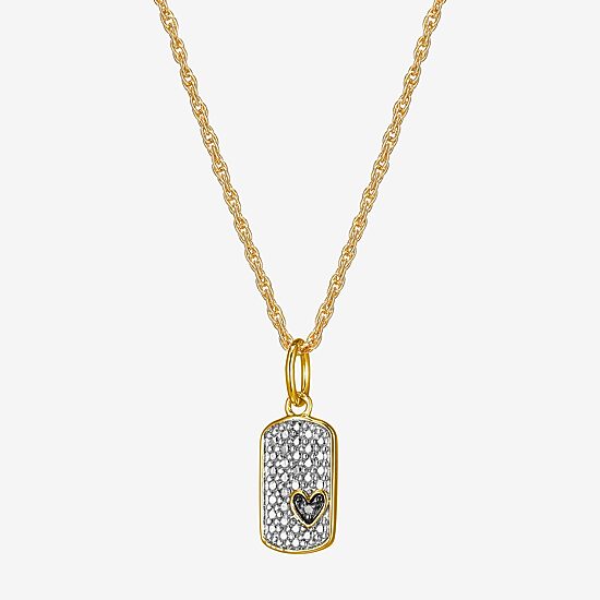 Sparkle Allure Womens White Diamond Accent Pure Silver Over Bronze Dog Tag 18 Inch Pendant Necklace