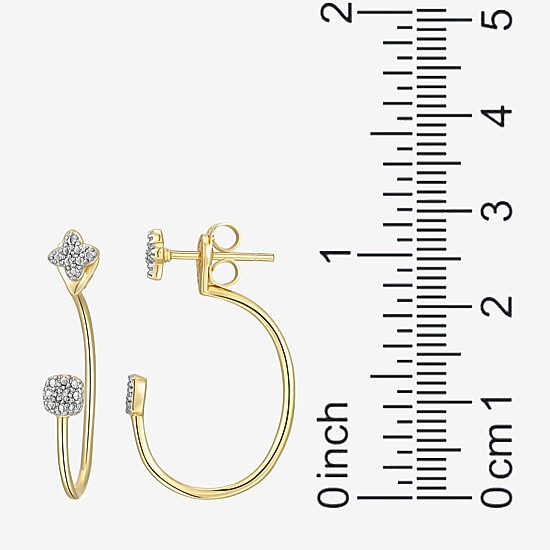 Sparkle Allure Womens White Diamond Accent Pure Silver Over Bronze Clover Earring Jackets