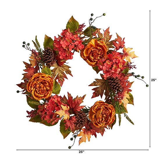 Nearly Natural 25" Assorted Faux Wreath