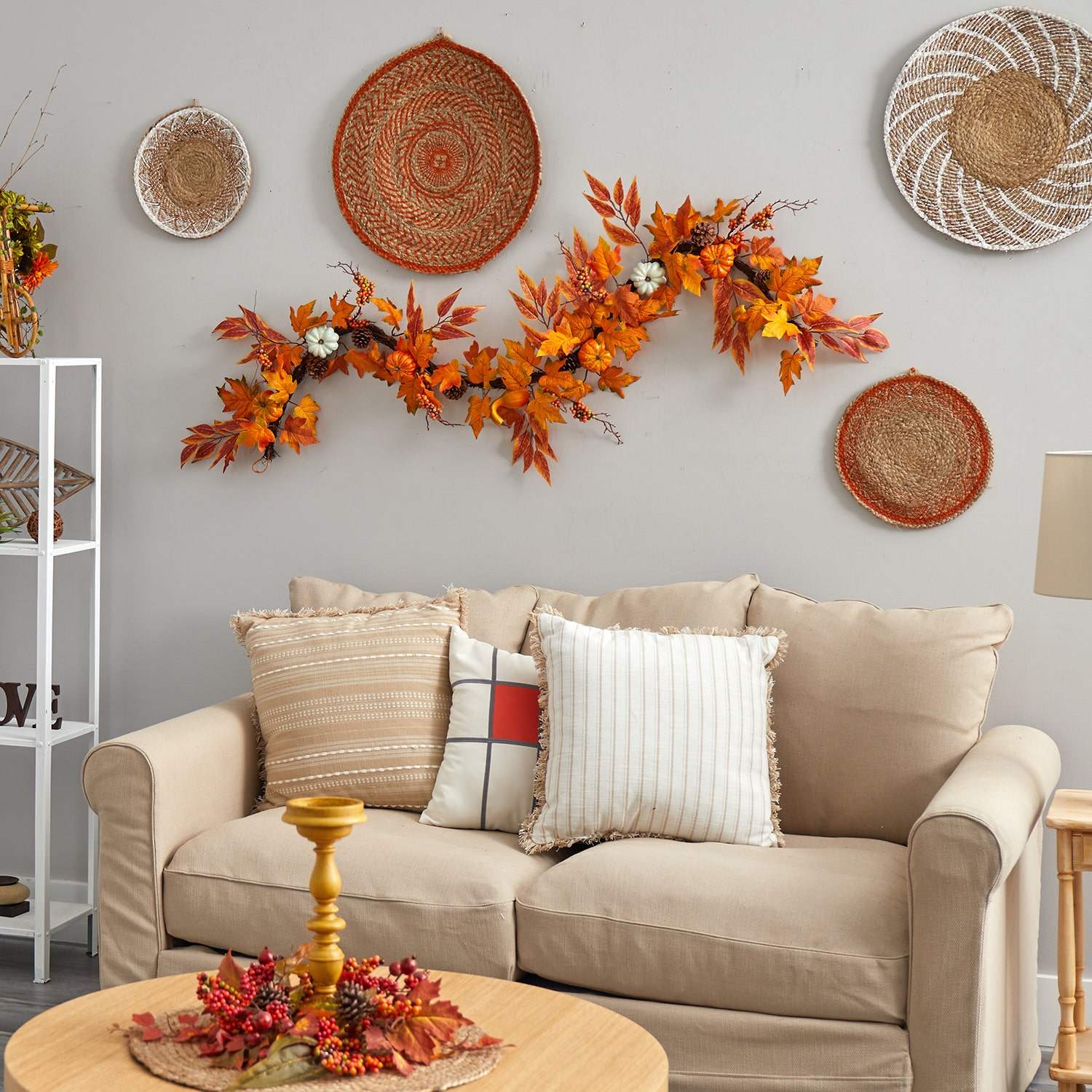 Nearly Natural 6ft Assorted Autumn Faux Fall Christmas Indoor Garland