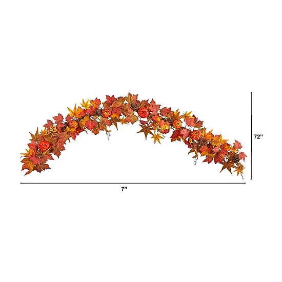 Nearly Natural Maple Pumpkin Gourd & Berry Faux Thanksgiving Indoor Garland