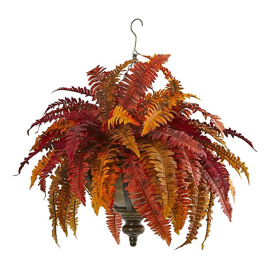 Nearly Natural 28" Faux Fern Orange Artificial Plant