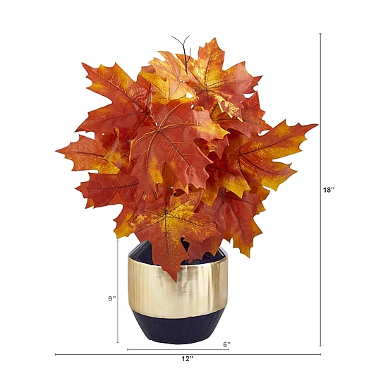 Nearly Natural 18" Faux Maple Leaf Orange Artificial Plant