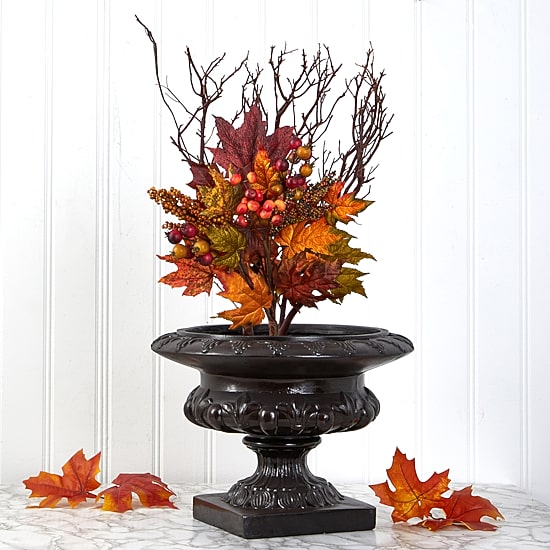 Nearly Natural 20" Faux Maple Leaf & Berry Stem Set Artificial Flowers