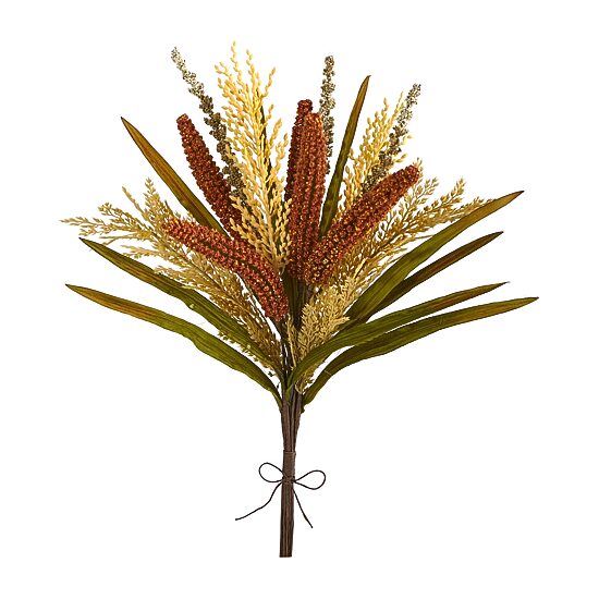Nearly Natural Set Of 3 Sorghum Art Bush Artificial Flowers