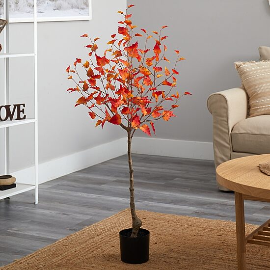 Nearly Natural 4ft Fall Birch Autumn Artificial Plant