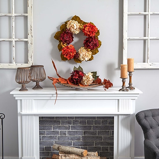 Nearly Natural 20" Hydrangea Berry Artificial Wreath