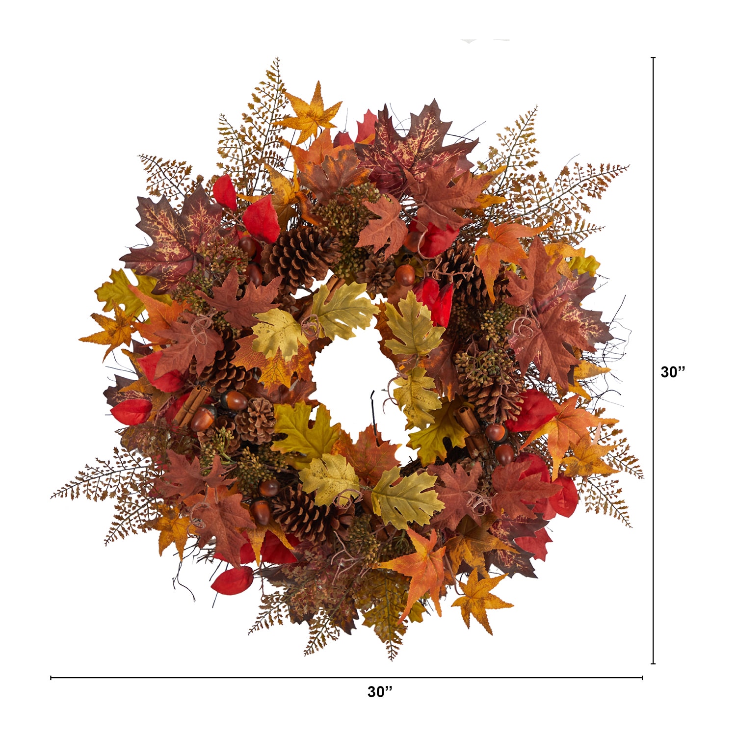 Nearly Natural 30" Autumn Faux Arrangement Wreath