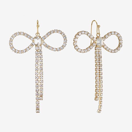 Bijoux Bar Womens Glass Bow Drop Earrings