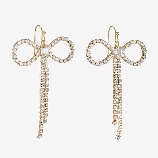 Bijoux Bar Womens Glass Bow Drop Earrings