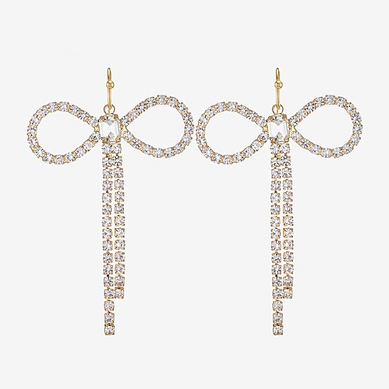 Bijoux Bar Womens Glass Bow Drop Earrings