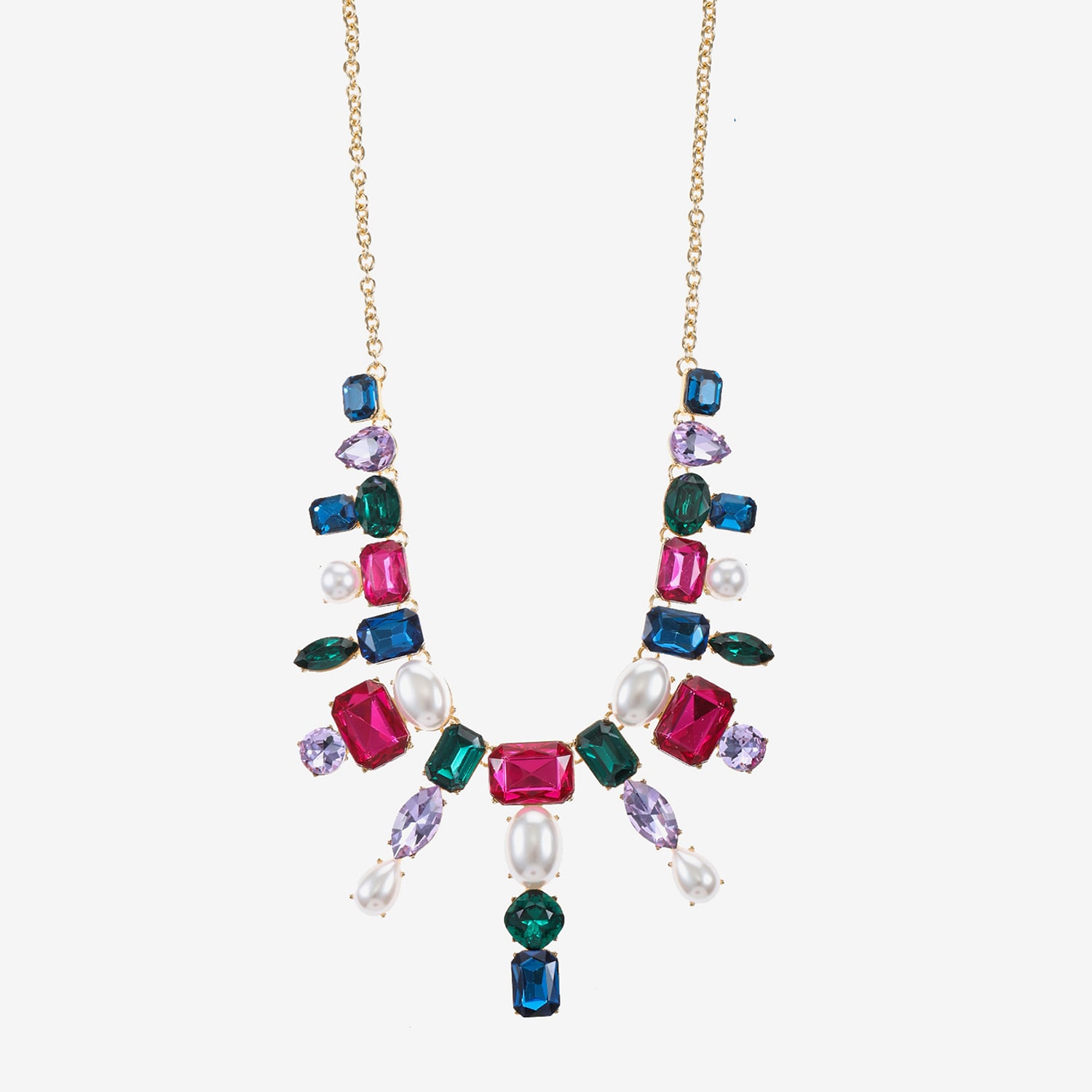 Bijoux Bar Frontal Womens Multi Color Statement Necklace