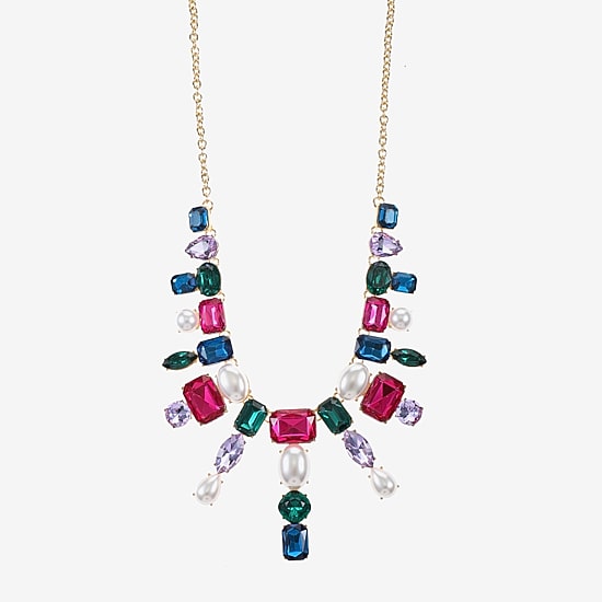 Bijoux Bar Frontal Womens Multi Color Statement Necklace