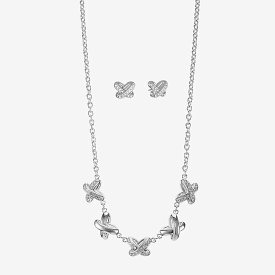 Liz Claiborne Collar Necklace And Stud Earring Womens Glass 2-pc. Jewelry Set
