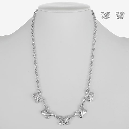 Liz Claiborne Collar Necklace And Stud Earring Womens Glass 2-pc. Jewelry Set