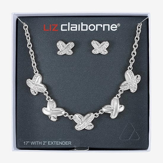 Liz Claiborne Collar Necklace And Stud Earring Womens Glass 2-pc. Jewelry Set
