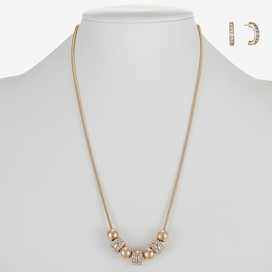 Liz Claiborne Collar Necklace And Hoop Earring Womens Glass 2-pc. Jewelry Set