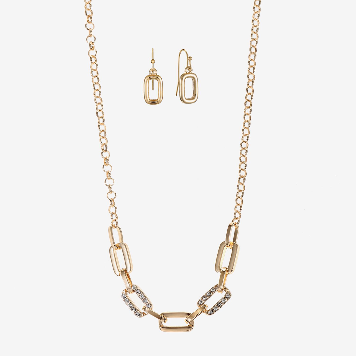 Liz Claiborne Link Necklace And Drop Earring Womens Glass 2-pc. Jewelry Set