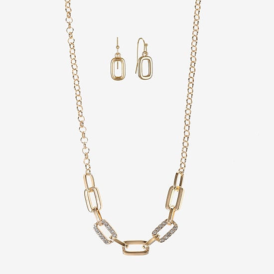 Liz Claiborne Link Necklace And Drop Earring Womens Glass 2-pc. Jewelry Set