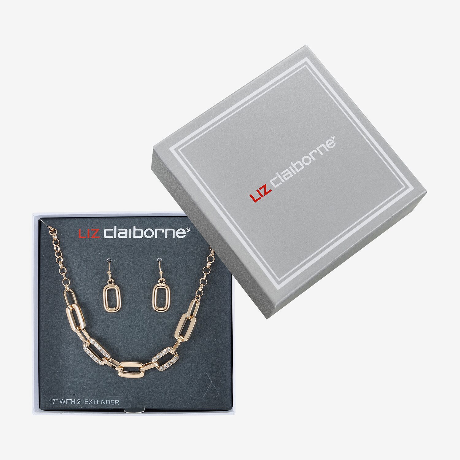 Liz Claiborne Link Necklace And Drop Earring Womens Glass 2-pc. Jewelry Set