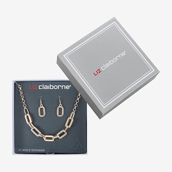 Liz Claiborne Link Necklace And Drop Earring Womens Glass 2-pc. Jewelry Set