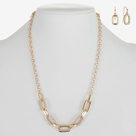 Liz Claiborne Link Necklace And Drop Earring Womens Glass 2-pc. Jewelry Set