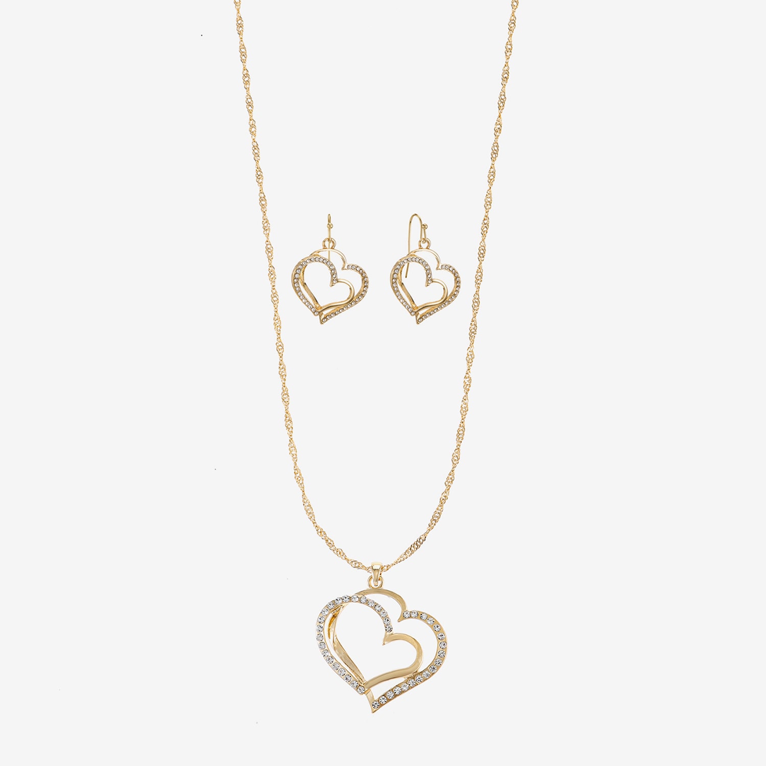 Liz Claiborne Pendant Necklace And Drop Earring Womens Glass Heart 2-pc. Jewelry Set