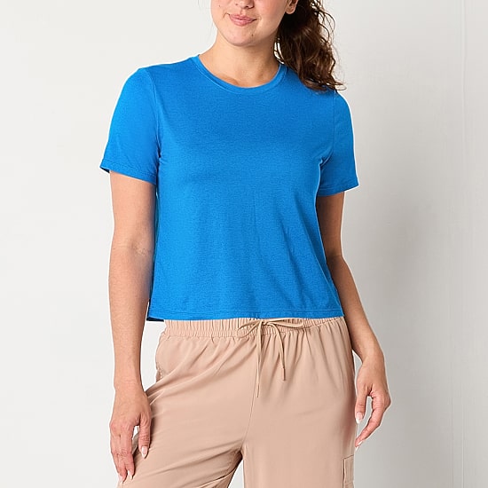 Xersion Womens Everyday Crew Neck Short Sleeve T-Shirt Tall