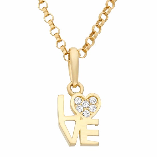 Girls Lab Created White Cubic Zirconia 14K Gold 14K Gold Filled Heart 15 Inch Pendant Necklace
