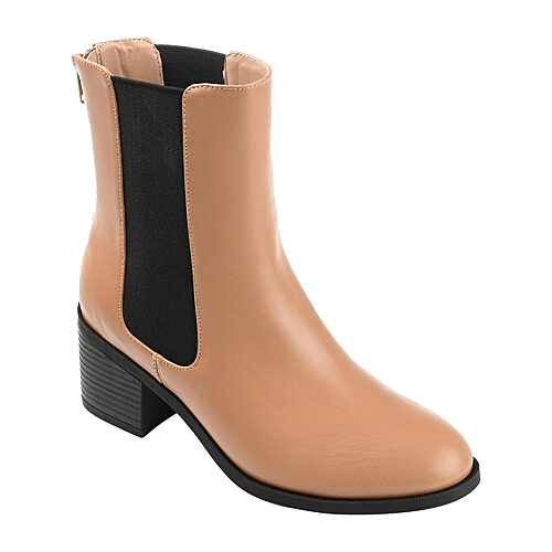 Journee Collection Womens Tayshia Stacked Heel Booties, 9 Medium, Brown
