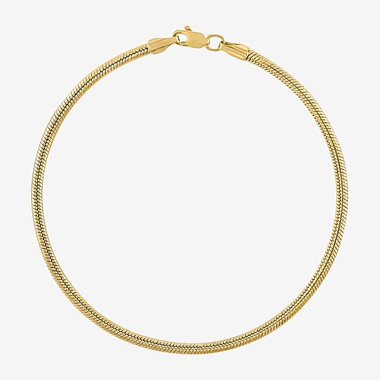 Unisex Adult 10K Gold Solid Snake Chain Bracelet