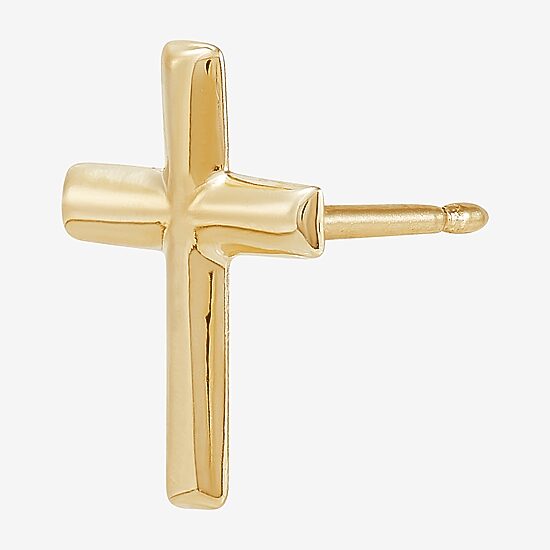 Gold Opulence Womens 14K Gold 8.6mm Cross Single Earring