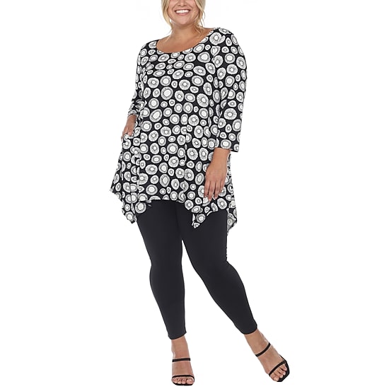 White Mark Womens Boat Neck 3/4 Sleeve Tunic Top