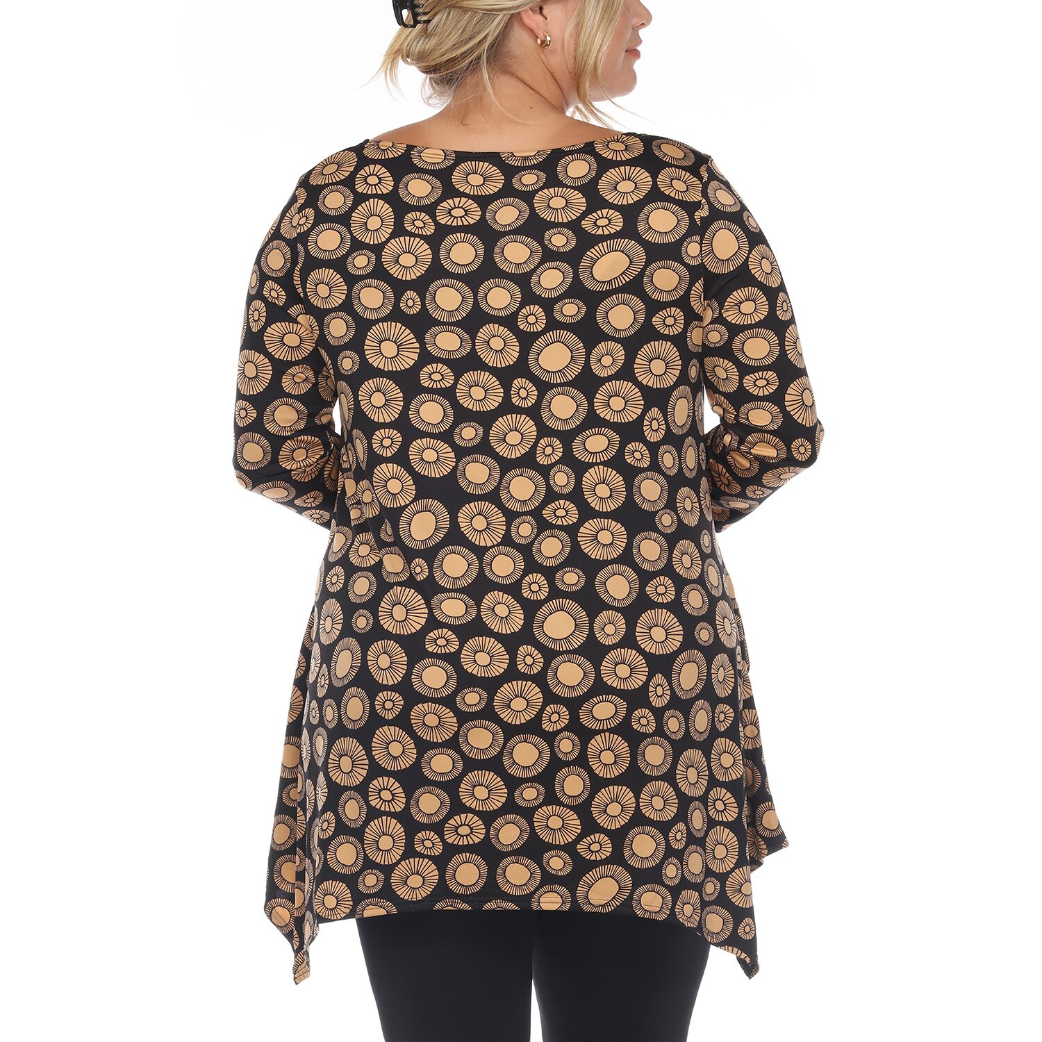 White Mark Womens Boat Neck 3/4 Sleeve Tunic Top