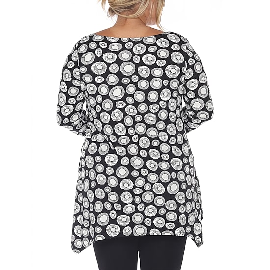 White Mark Womens Boat Neck 3/4 Sleeve Tunic Top