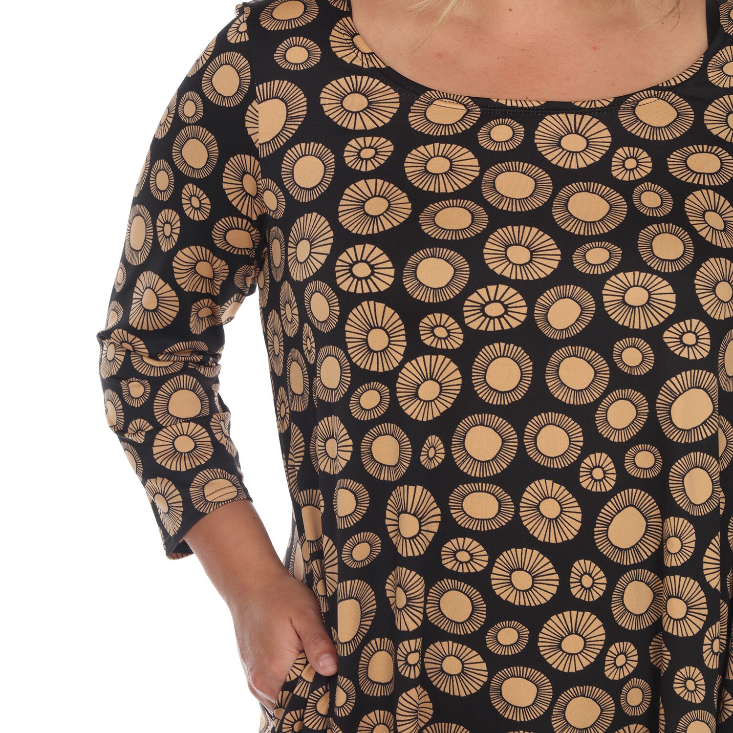 White Mark Womens Boat Neck 3/4 Sleeve Tunic Top